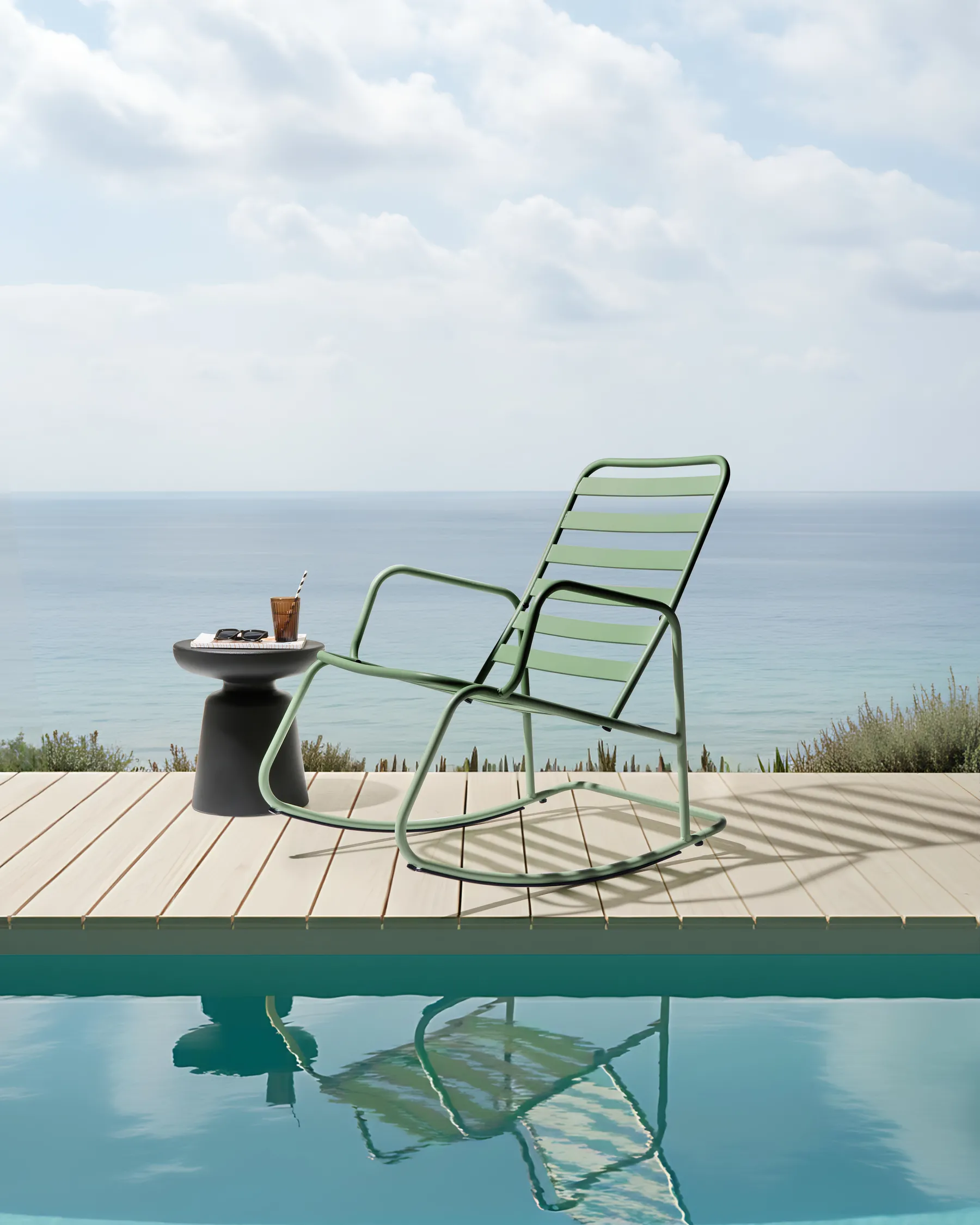 Garden Rocking Chair TURI Metal Green_1020907