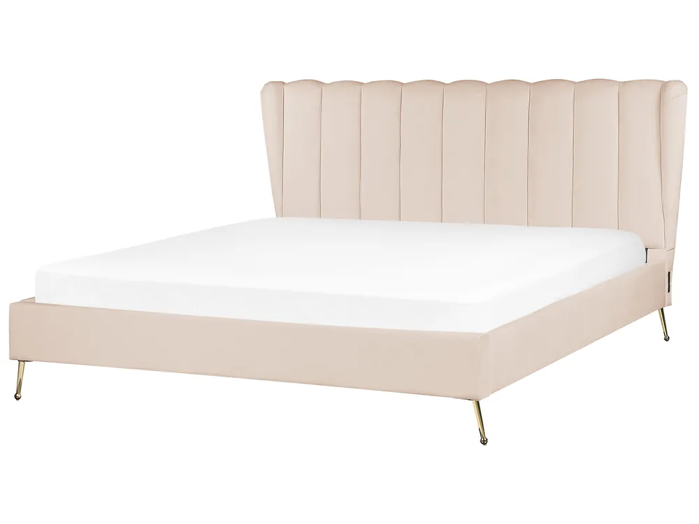 Bed Velvet MIRIBEL 180 x 200 cm (EU Super King) Beige