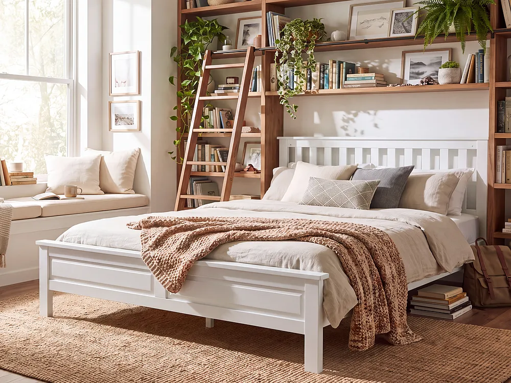 Bed Pine Wood MAYENNE 180 x 200 cm (EU Super King) White_1151349