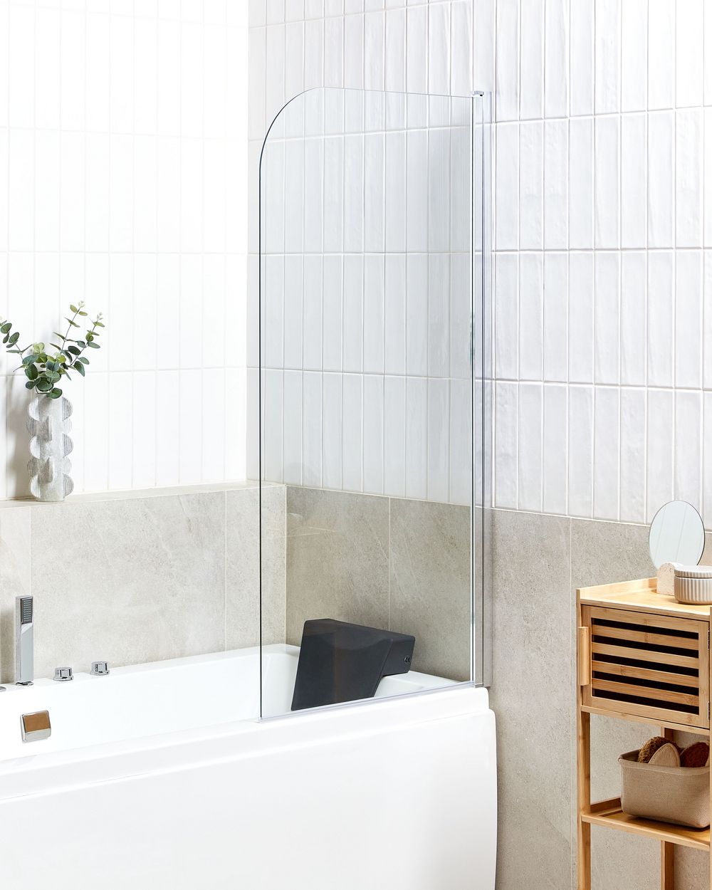 Shower Bath Screen LAPAN 1400 x 700 mm Silver