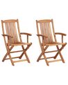 Set of 2 Garden Folding Chairs Light Wood MAUI II_926426