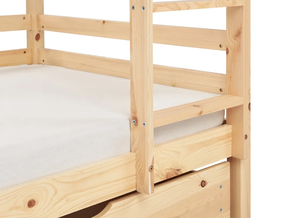 Bunk Bed with Drawers GIRGOLS Pine Wood Light Brown 90 x 200 cm (EU Single) with Storage_967915