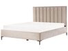 Zamatová posteľ s úložným priestorom 180 x 200 cm sivobéžová SEZANNE_916890