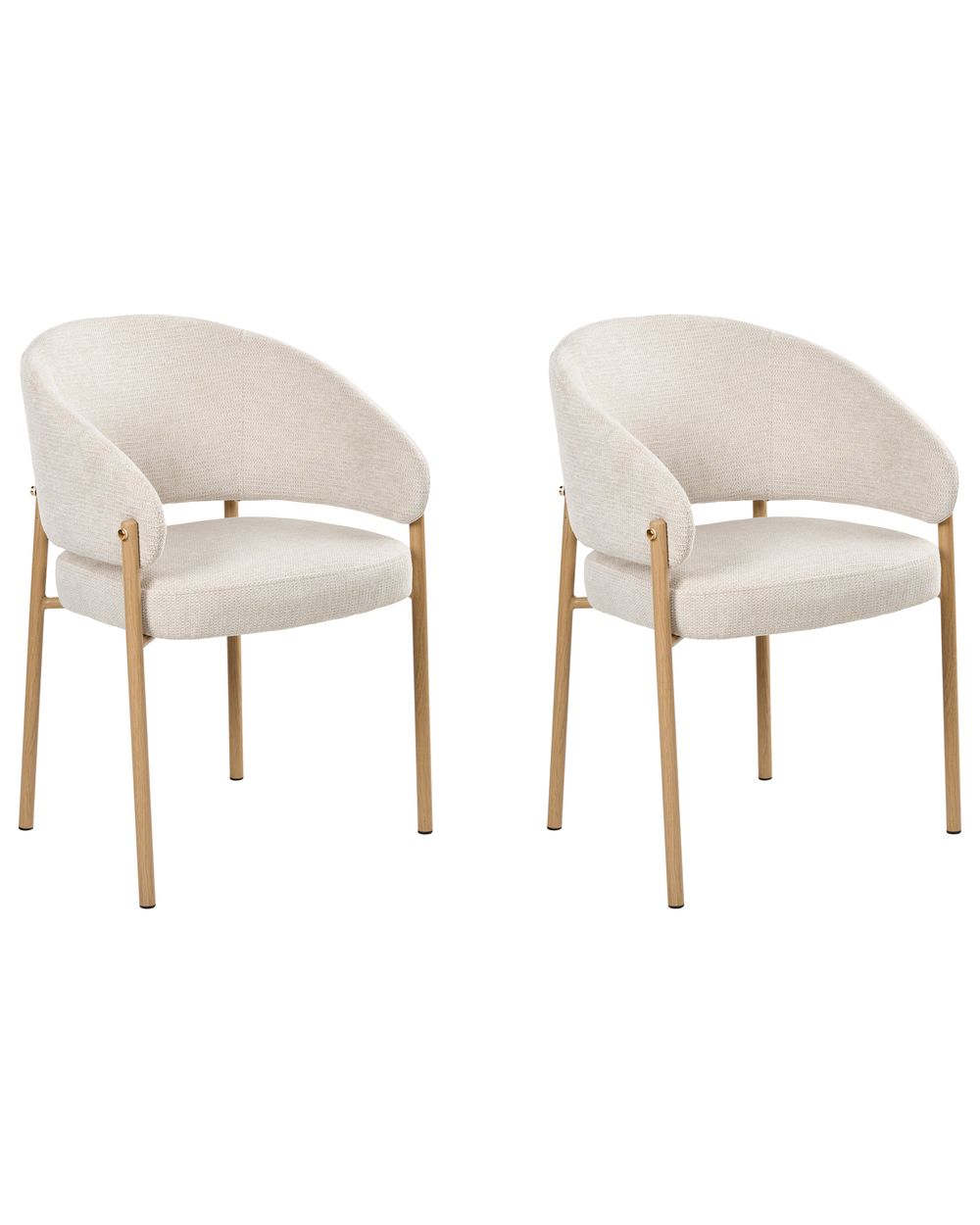 Lot de 2 chaises de salle à manger ZANE Tissu Beige clair