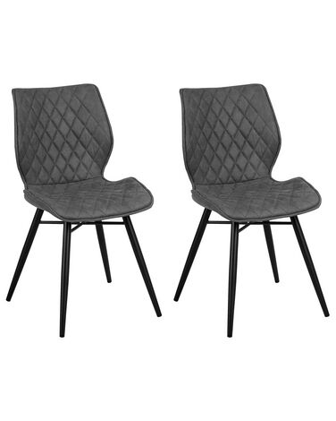 Conjunto de 2 sillas de comedor de poliéster gris/negro LISLE