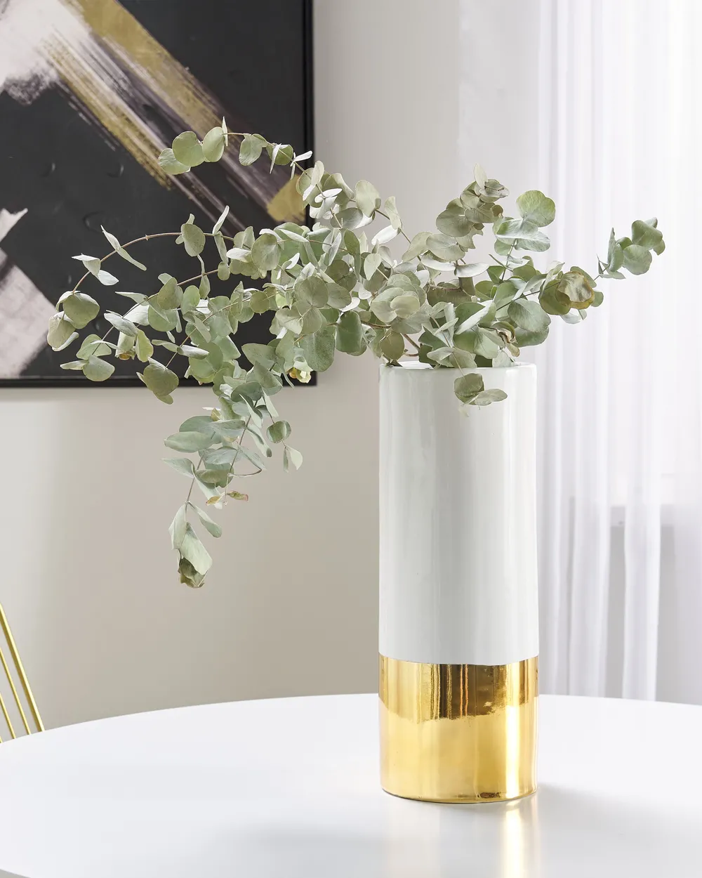 Flower Vase GELIDA 36 cm Stoneware White_867581
