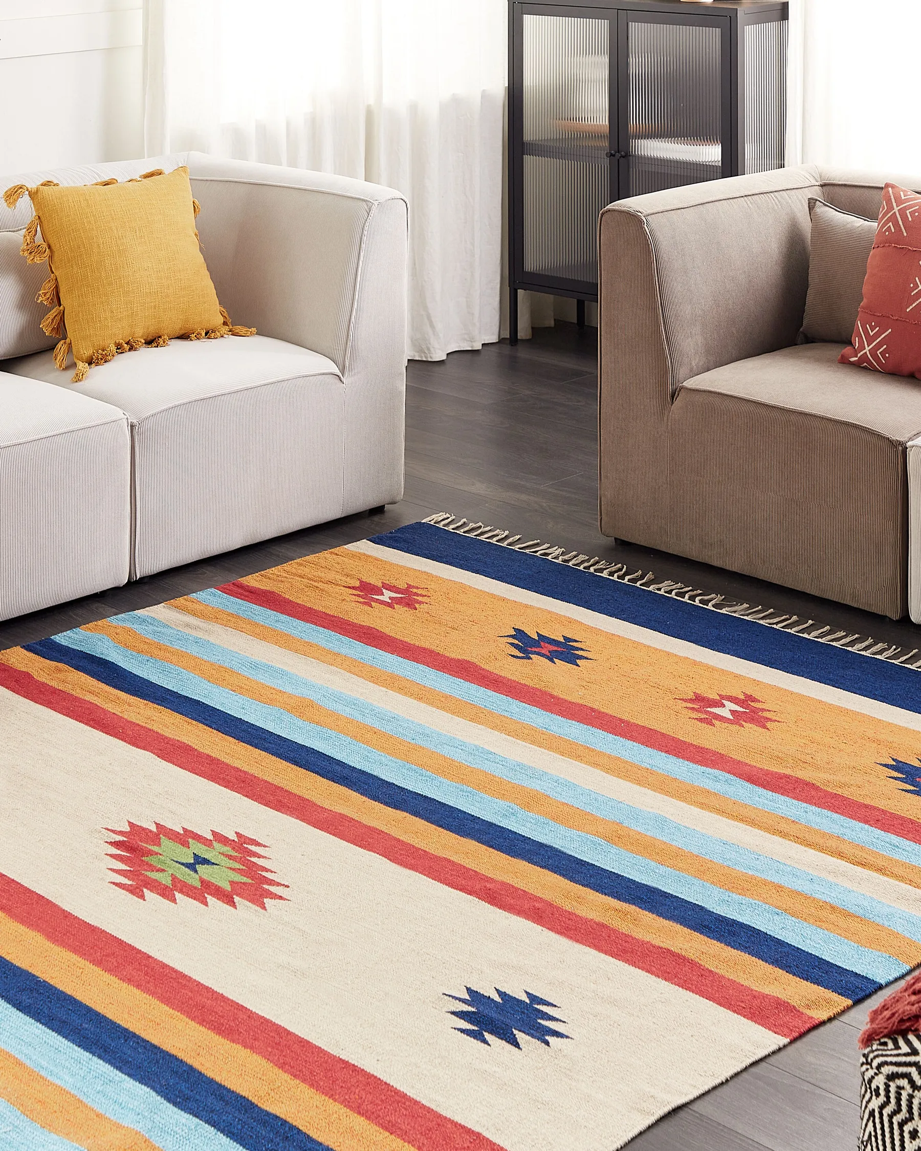 Tappeto TARONIK Multicolore 200 x 300 cm Kilim Cotone_869909