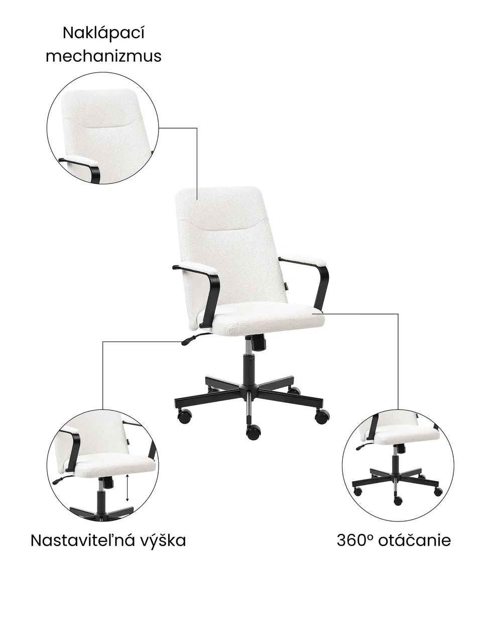 Kancelárska stolička CAROGA Buklé Biela_1059671