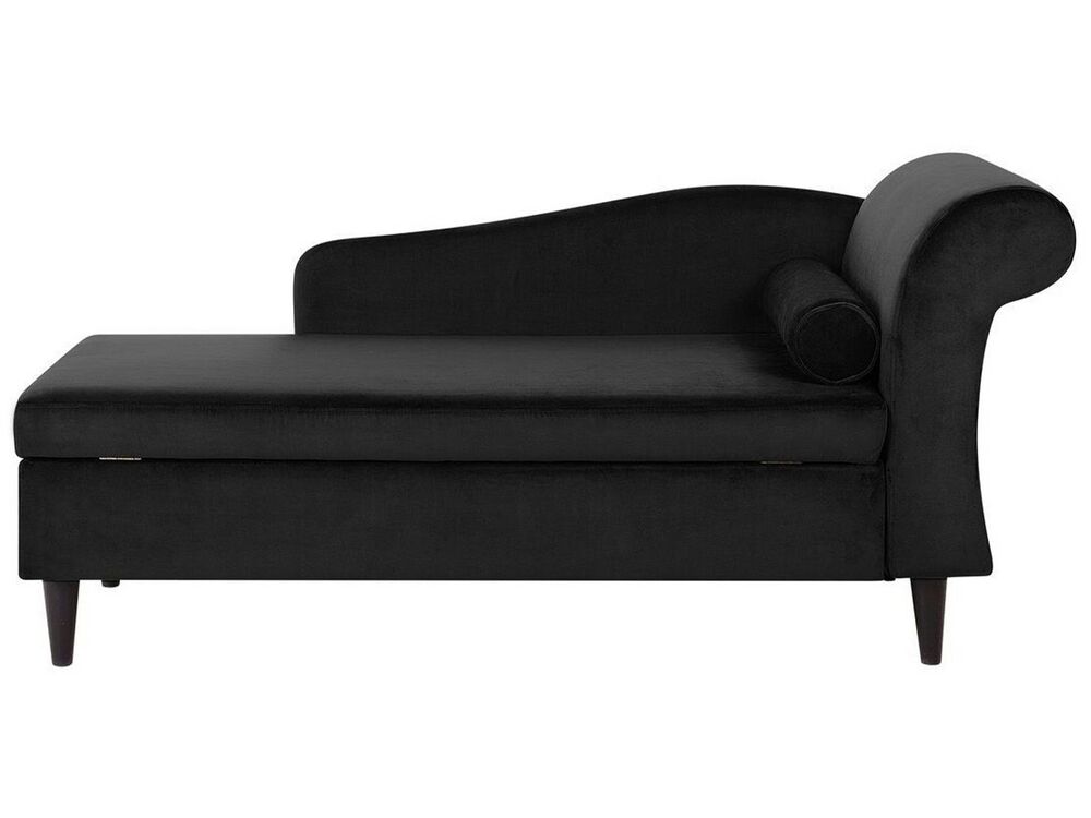 Rechtsseitige Chaiselongue LUIRO mit Stauraum Samtstoff Schwarz