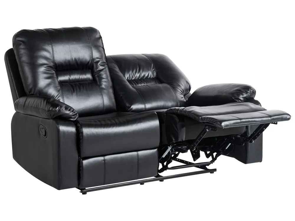 Manual Recliner Sofa 2 Seater BERGEN Faux Leather Black