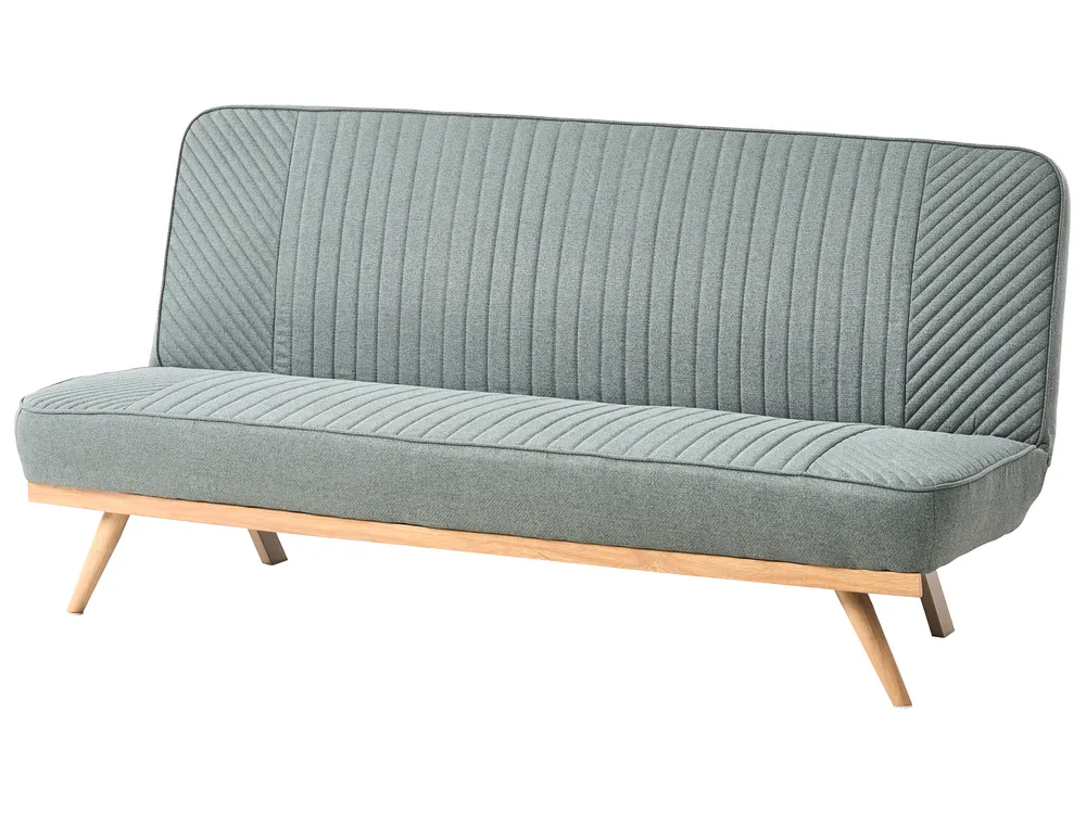 Sofa Bed 2 Seater KALFAFEL Fabric Green_1009370