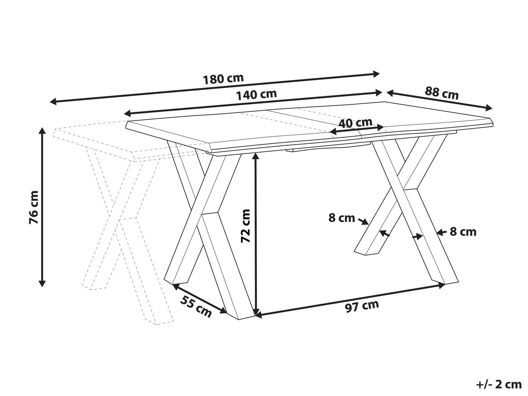 Extending Dining Table BRONSON Brown 140/180 cm 90 cm_1002803