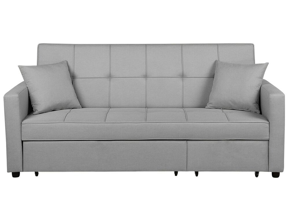 Sofa Bed 3 Seater GLOMMA Fabric Light Grey