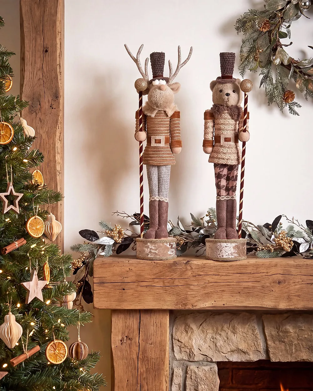 Set of 2 Figurines HAMARI 66/68 cm Bear Reindeer Beige_1156726
