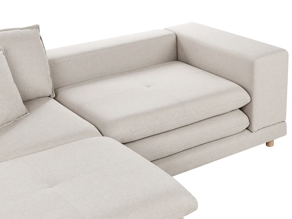 Divano 2 posti HEDEN con ottomana Tessuto Beige chiaro_950606