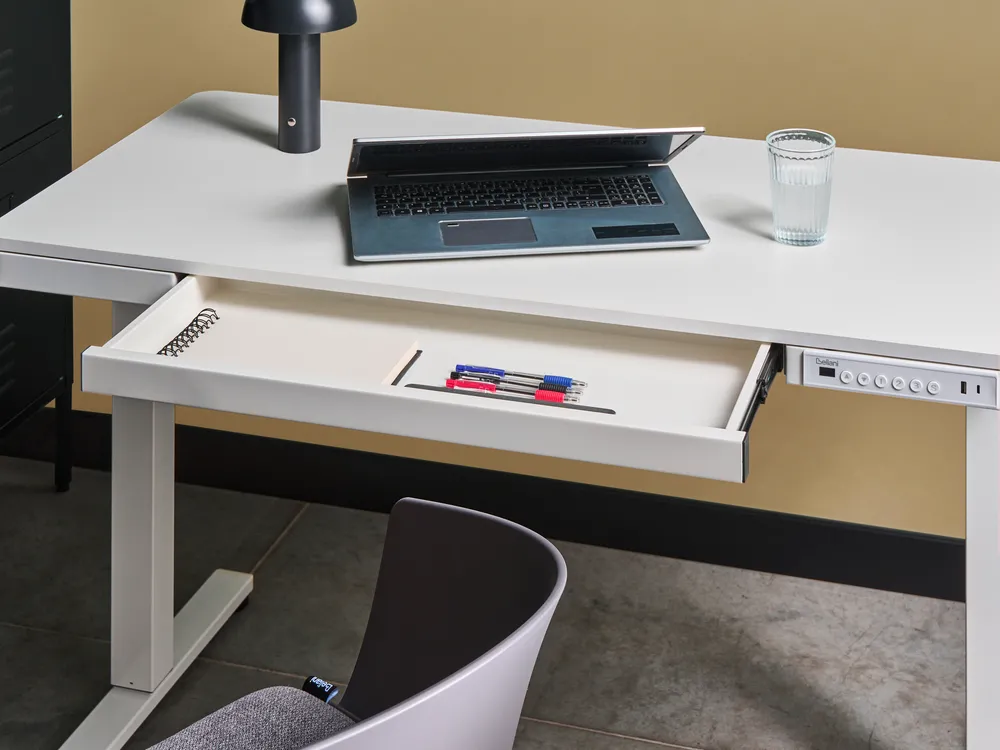Biurko regulowane elektrycznie PENLY 120 cm 60 cm Z portem USB Biały_1031214