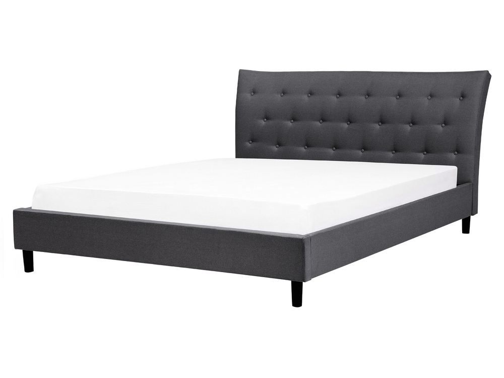 Fabric EU King Size Bed Dark Grey SAVERNE Beliani