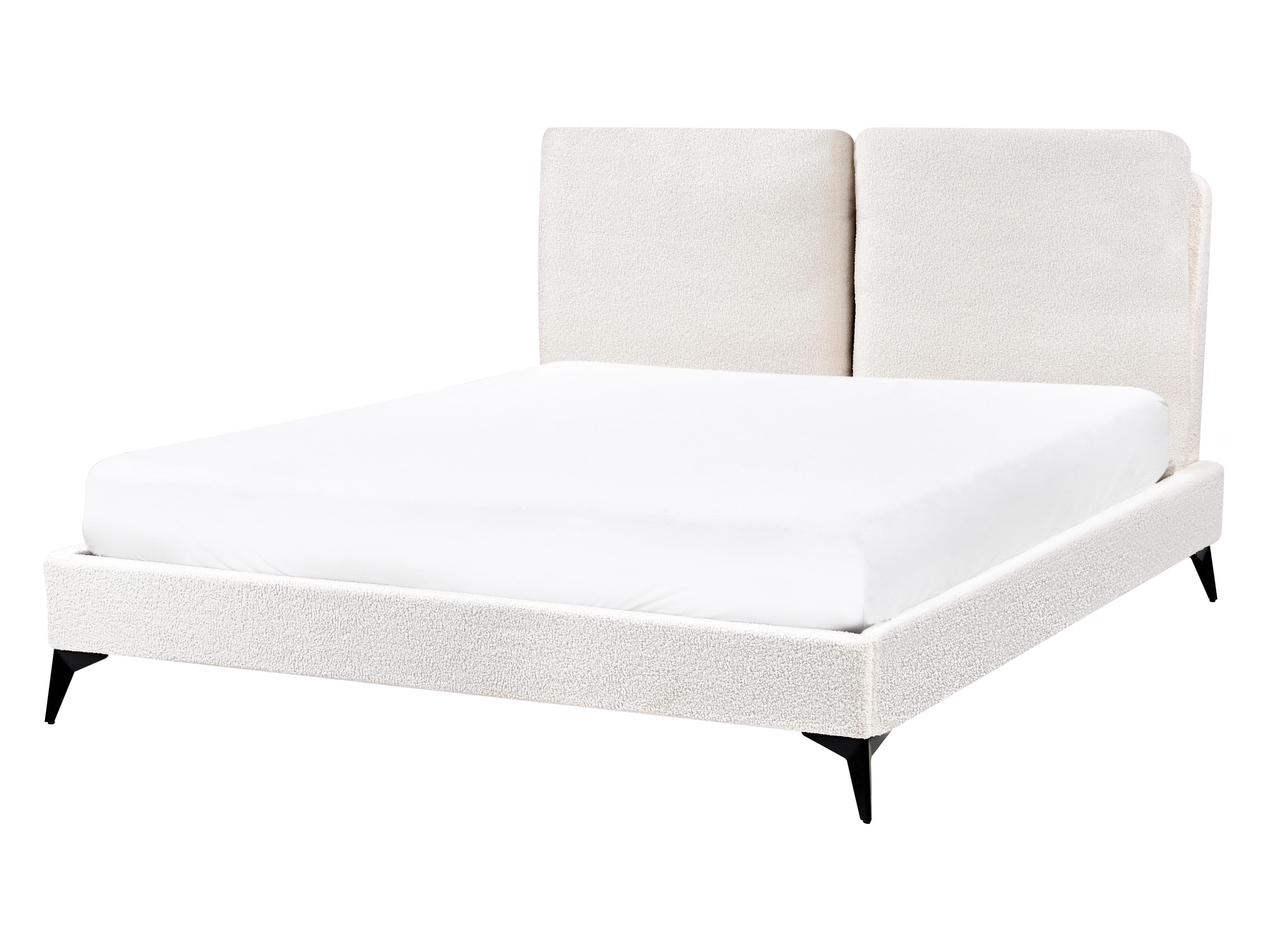 Bett mit Lattenrost Bouclé MELLE 140 x 200 cm Cremeweiß_965630