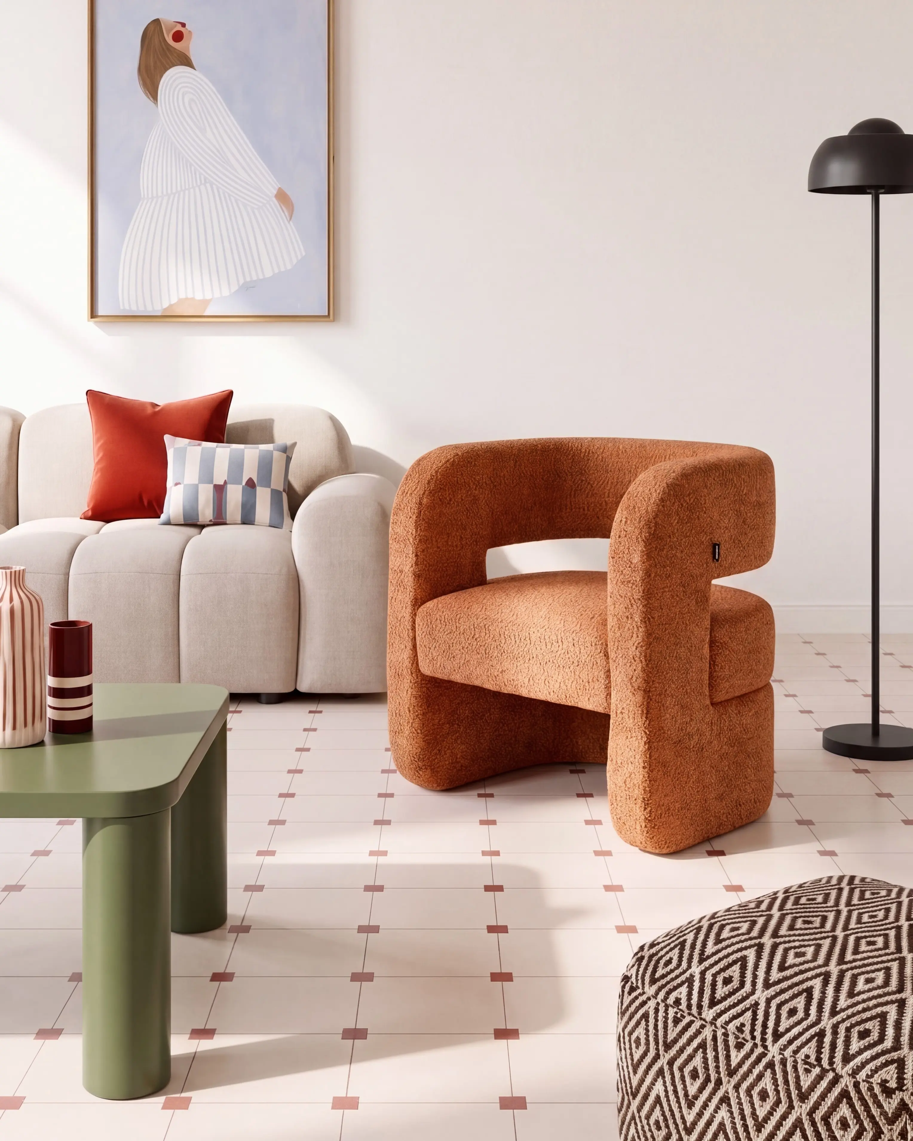 Armchair VIDSEL Chenille Orange