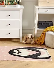 Tappeto per bambini PENGKOL Rosa 80 x 150 cm Cotone_1182955