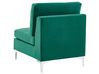 Canapé angle modulable côté gauche en velours vert 6 places avec pouf EVJA_789862