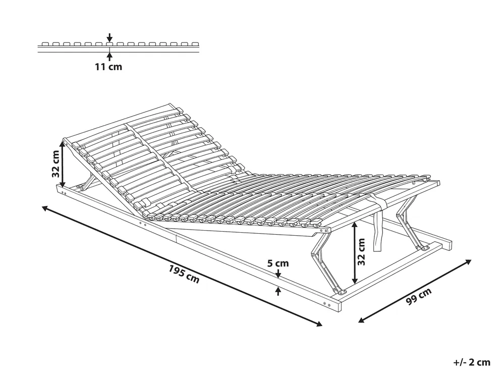 Estrado articulado ajustável manualmente MONTHOIS 90 x 200 cm_1148525