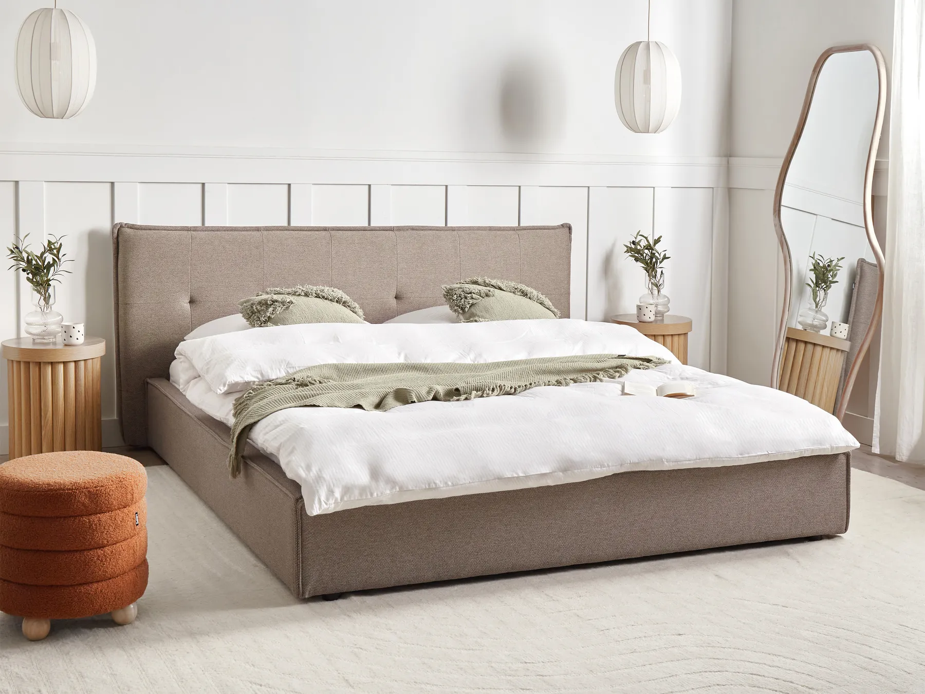 Waterbed Faux Linen LESTRE 180 x 200 cm (EU Super King) Taupe_962726