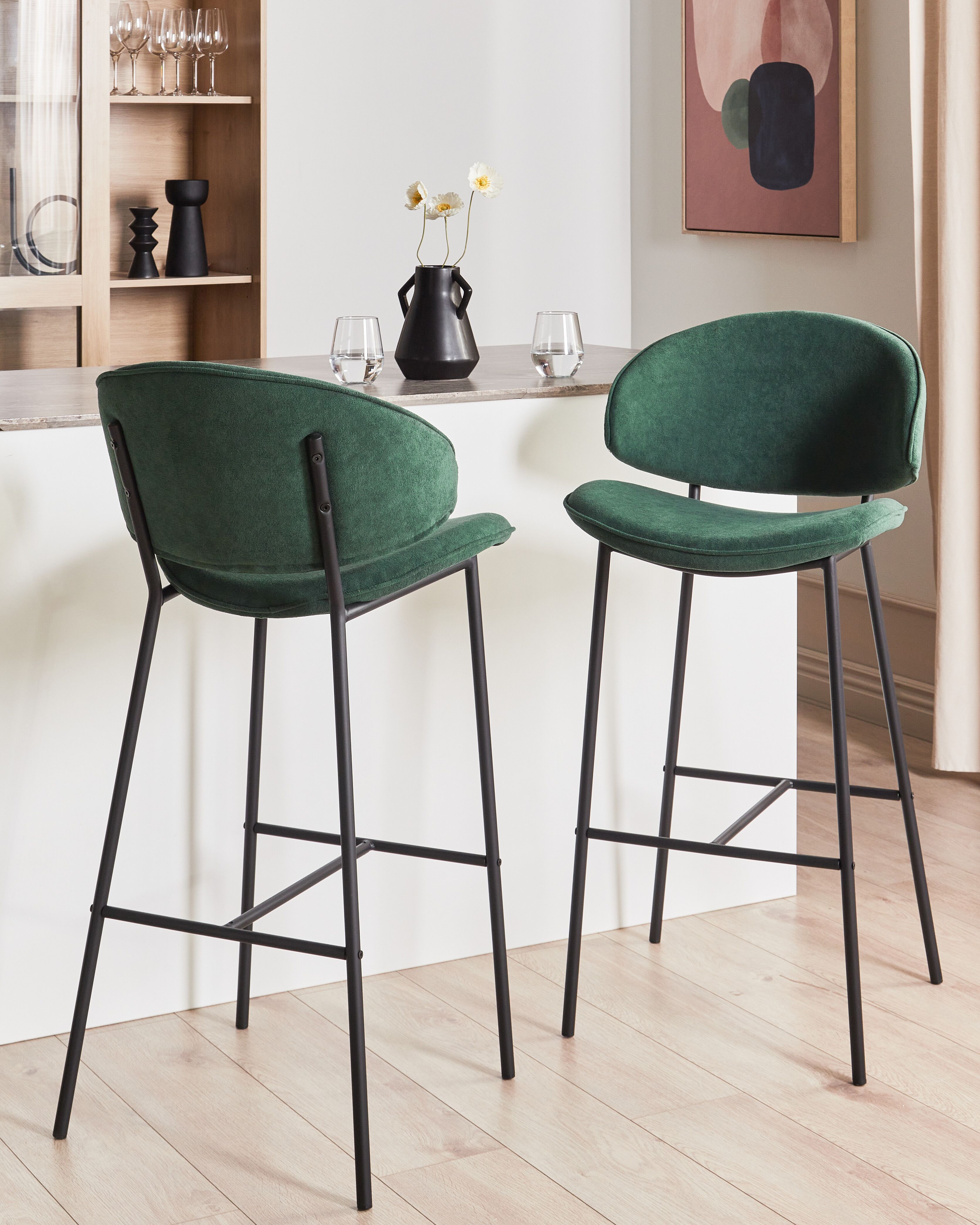 Lot De 2 Chaises De Bar Vert KIANA Beliani fr lot-de-2-chaises-de-bar-vert-kiana-beliani-fr