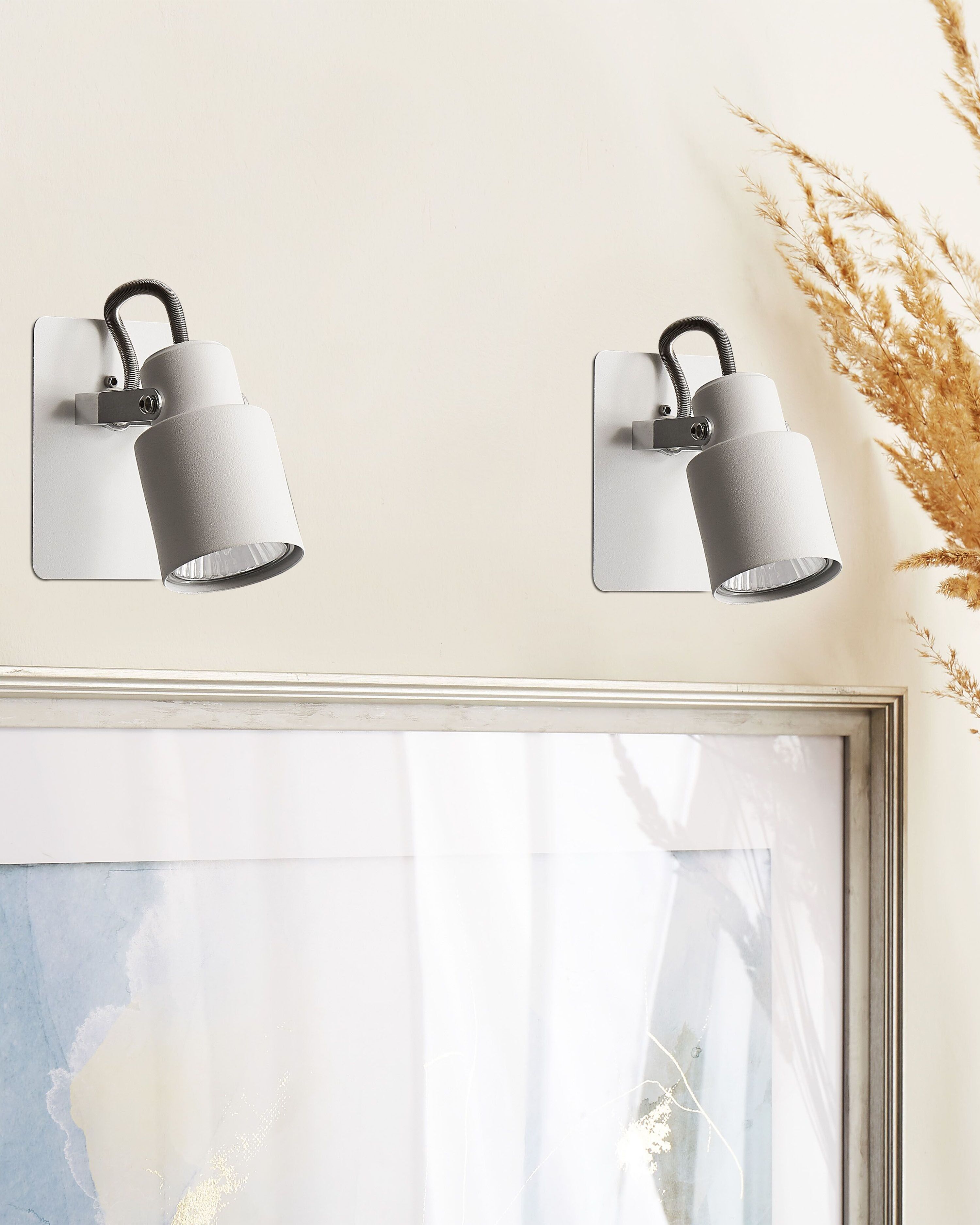 Set of 2 Spotlight Lamps BONTE Adjustable Metal White | Beliani.co.uk
