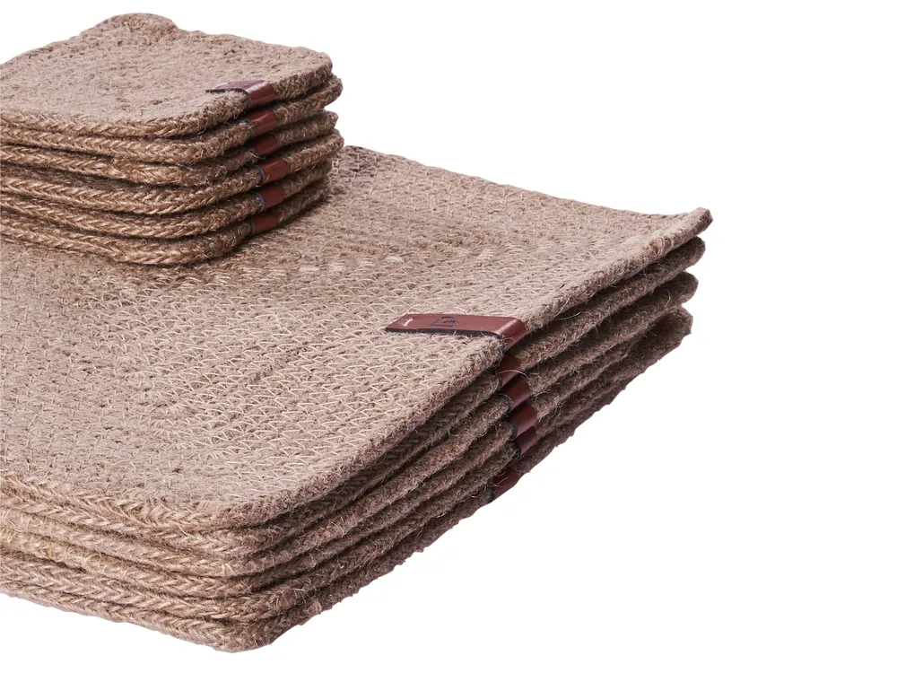 12 Piece Placemats and Coasters Set SALTBUSH Jute Natural_946285
