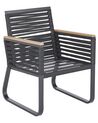 Conjunto de 2 sillas de jardín de metal negro/madera clara CANETTO_808288
