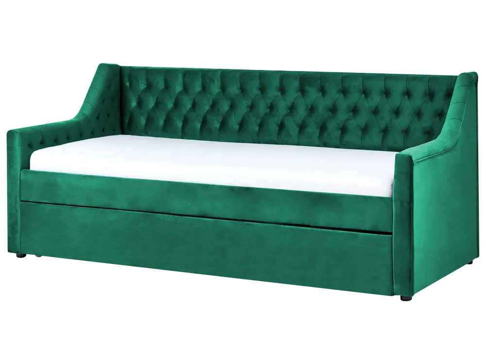 Trundle Bed Velvet MONTARGIS 90 x 200 cm (EU Single) Emerald Green_827009