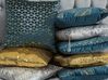 Set of 2 Decorative Cushions FREESIA 45 x 45 cm Velvet Teal Plant Pattern