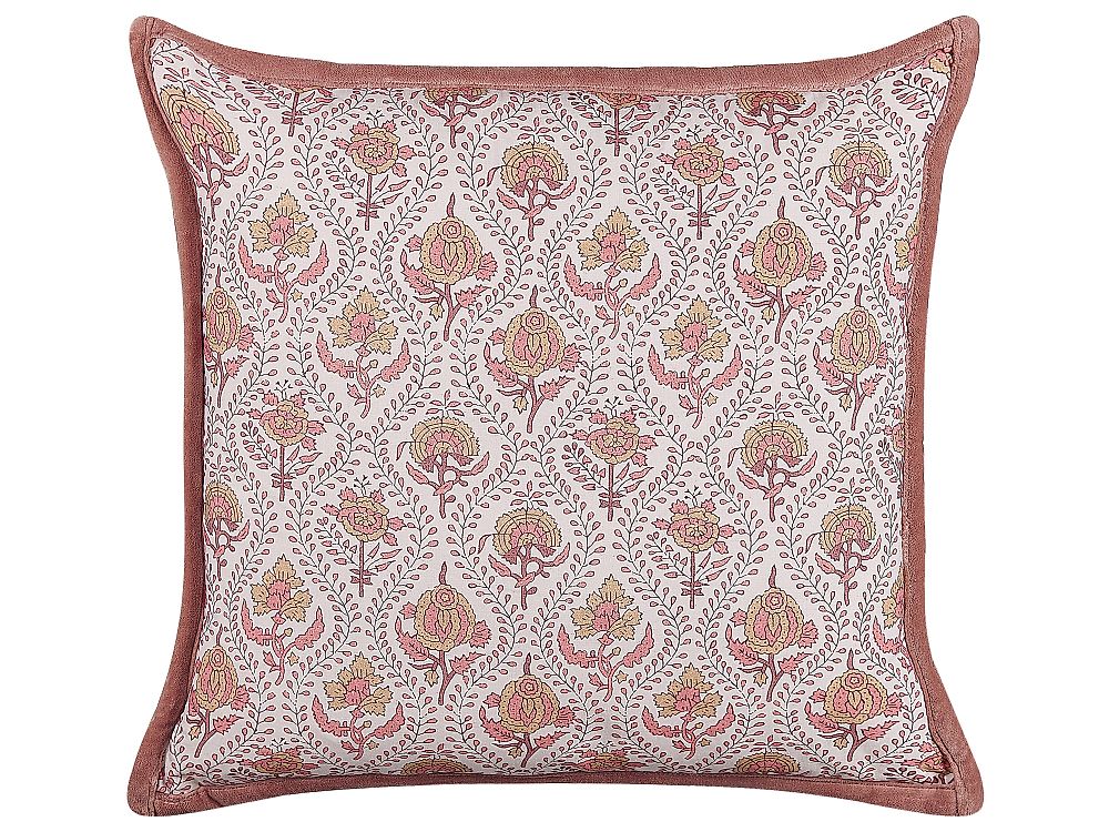 Throw Cushion PICEA 45 x 45 cm Cotton Red Floral Pattern