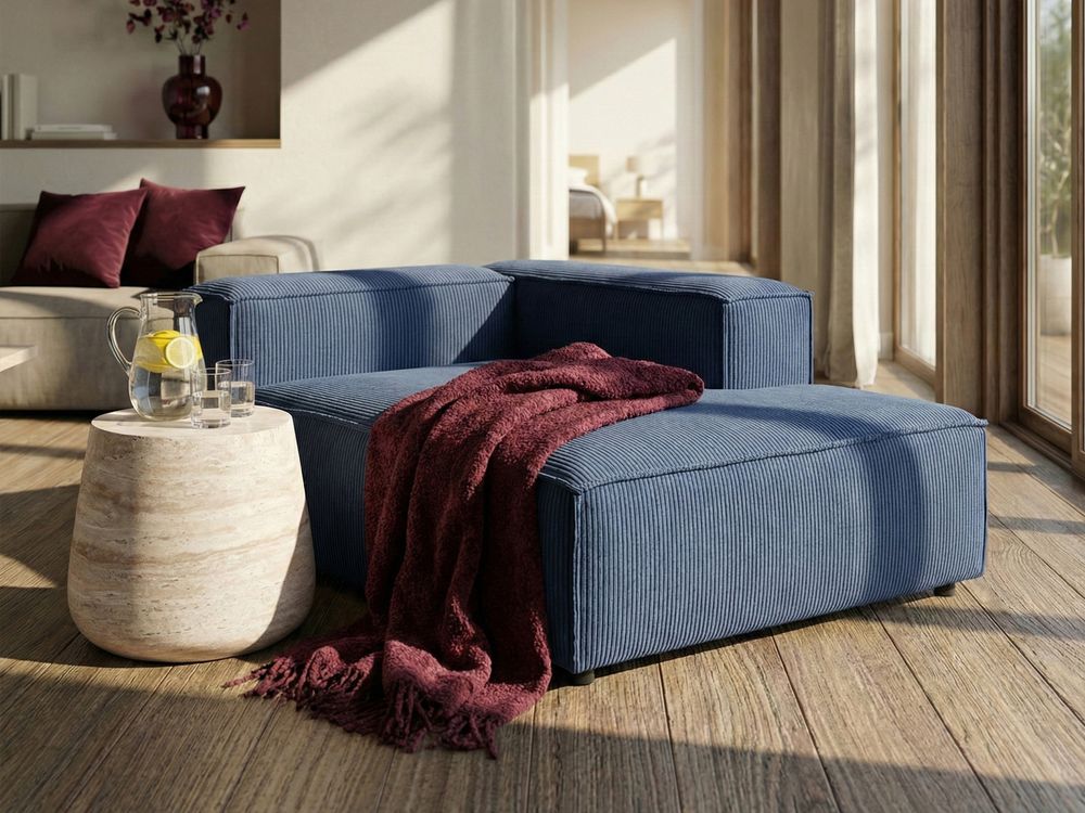 Linkszijdige chaise longue ARDAL Corduroy Donkerblauw