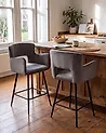 Set of 2 Bar Chairs SANILAC Velvet Light Grey