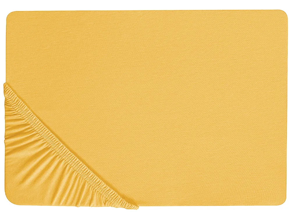 Prześcieradło z gumką JANBU 90 x 200 cm Bawełna Musztardowy