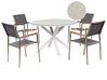 4 Seater Aluminium Garden Dining Set Glass Top White and Grey MALETTO/GROSSETO _938225