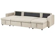 U-Shape Sofa Bed 5 Seater SOMMEN with Storage Fabric Beige_987215