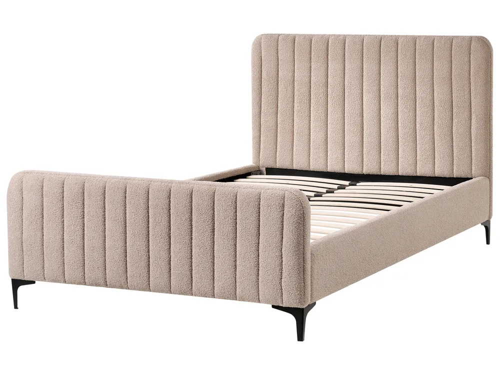 Letto Bouclé LUNAN 120 x 200 cm Beige_1025645