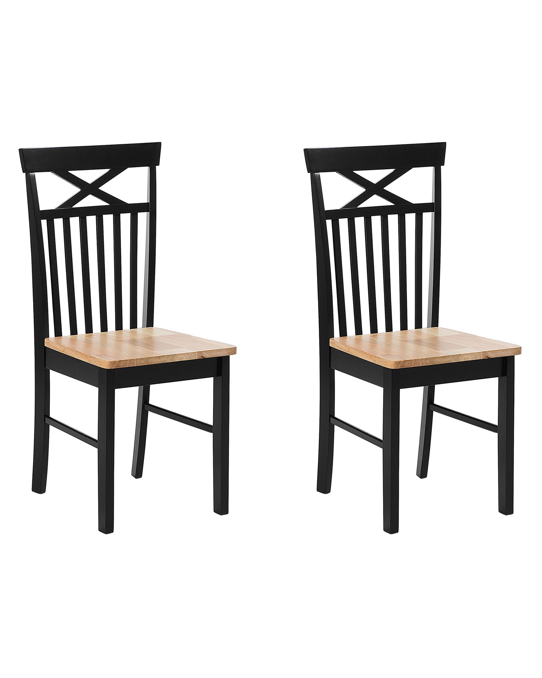 Set of 2 Wooden Dining Chairs Light Wood and Black HOUSTON_745119