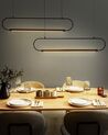 2 Light Metal LED Pendant Lamp Black and Light Wood LOGONE_919152