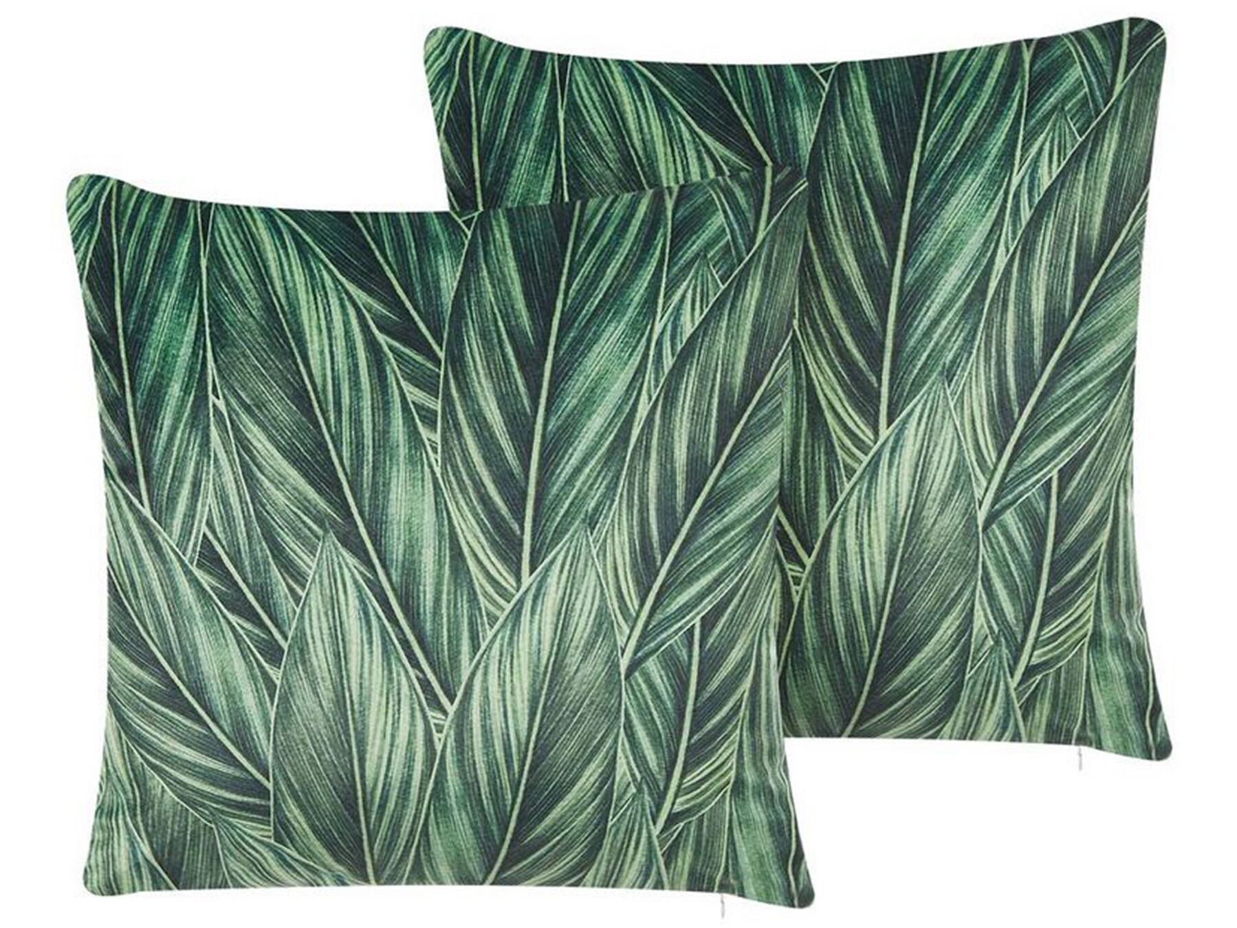 Sada 2 sametových polštářů se vzorem listů 45 x 45 cm zelená DIASCIA_818757