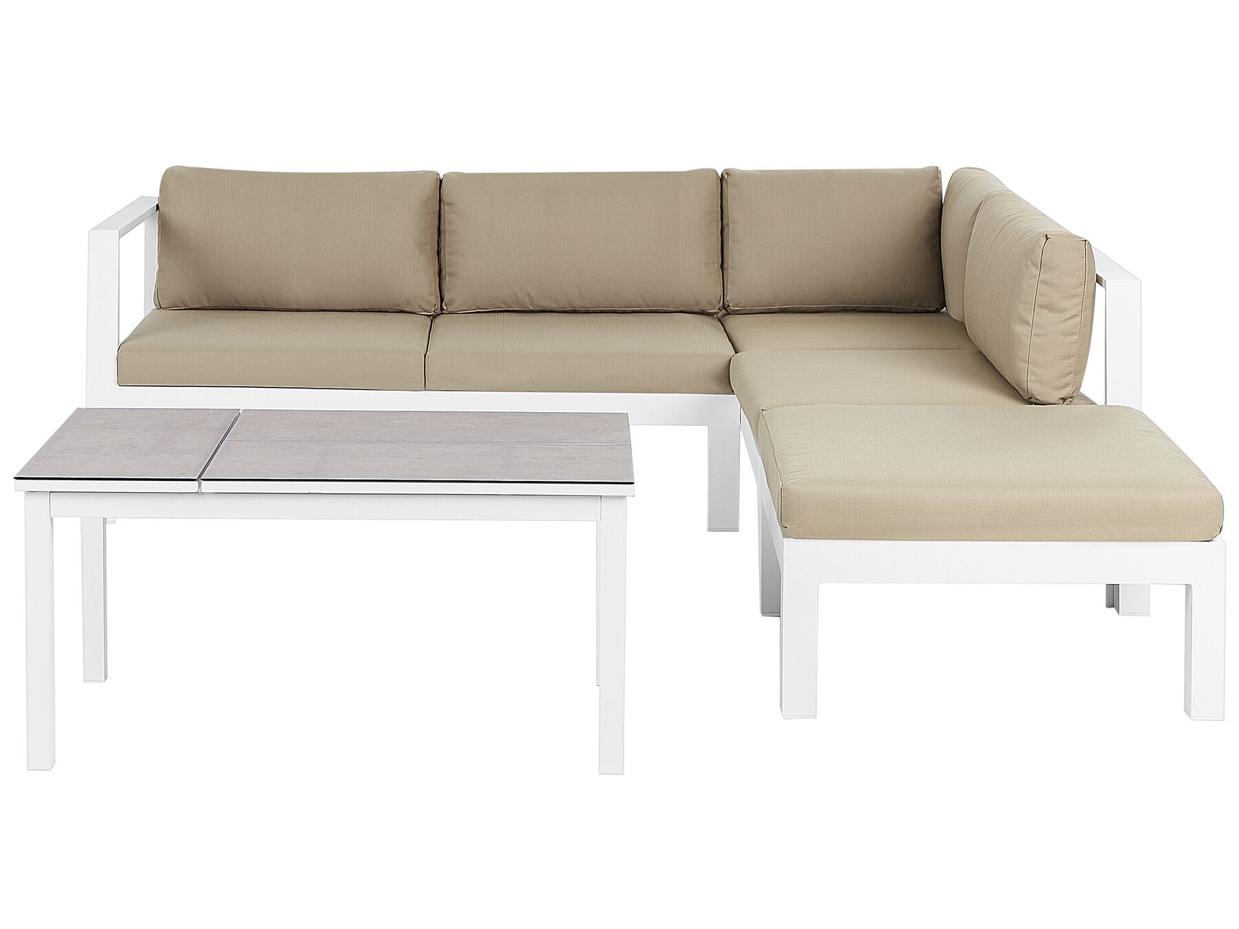 5 Seater Aluminium Garden Corner Sofa Set White and Sand Beige MESSINA_932077