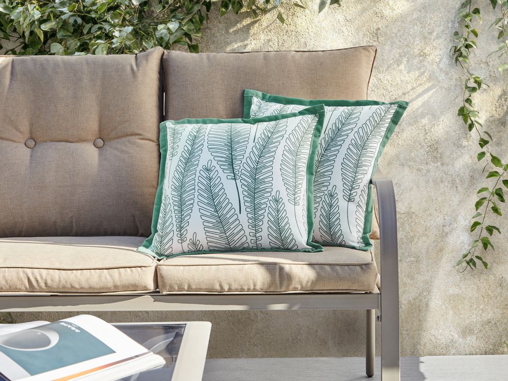 Set di 2 cuscini da esterno MEADOW Trama di piante 45 x 45 cm Verde