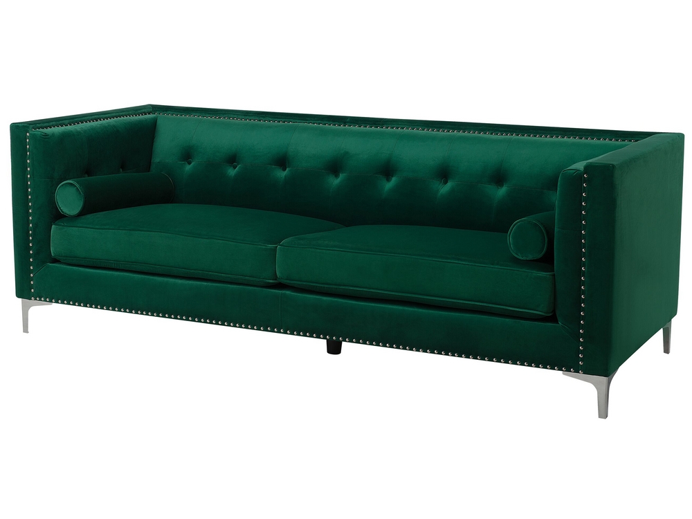 3 Seater Velvet Sofa Emerald Green AVALDSENES Beliani