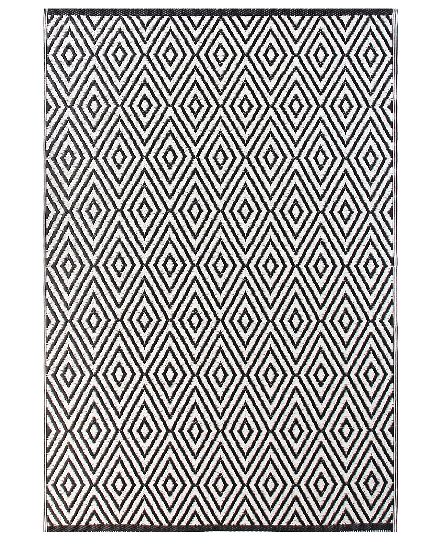 Dekoratív Fekete Kültéri Szőnyeg Geometrikus Mintázattal 150 x 210 cm SIKAR_715969