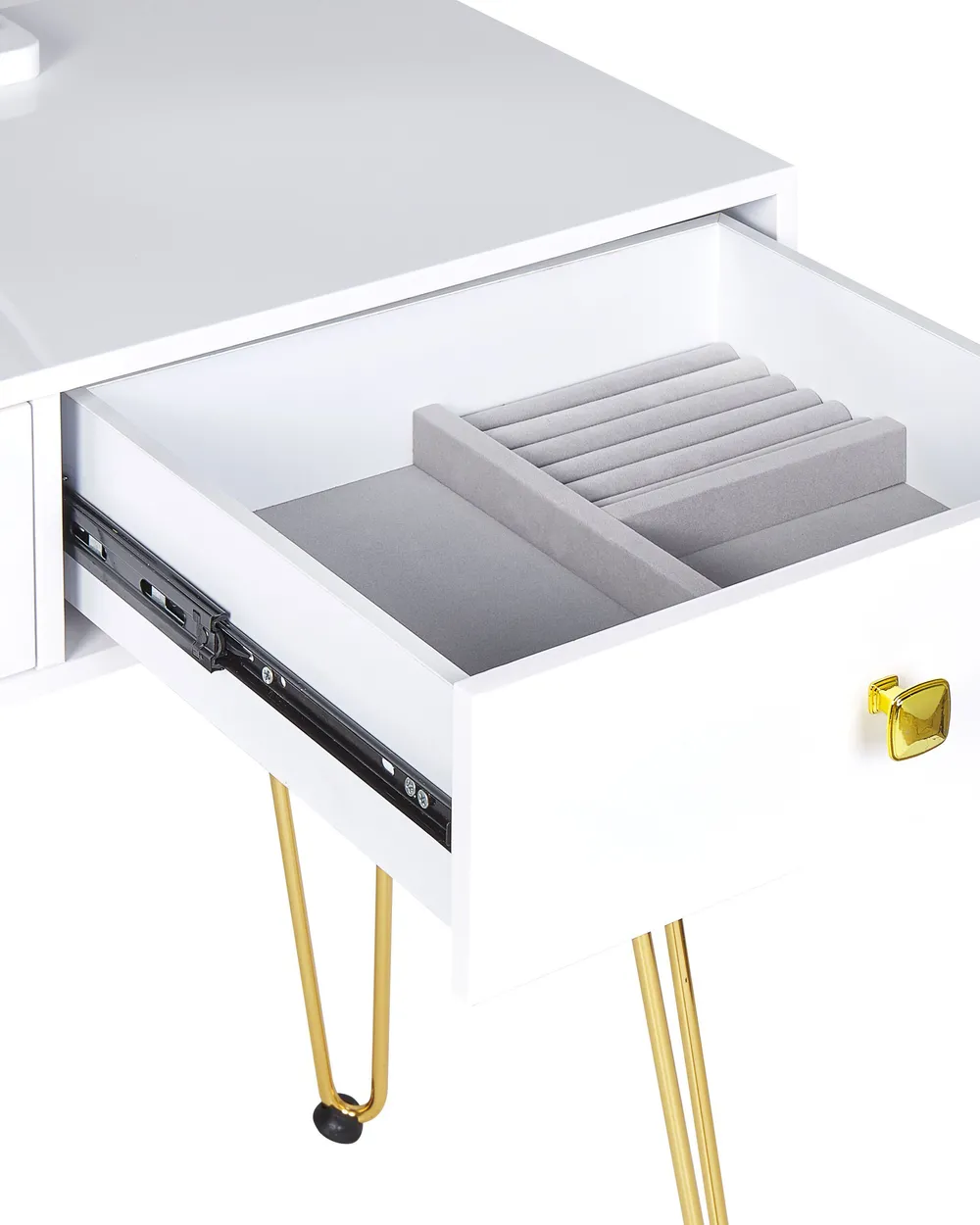 Dressing Table with Mirror and Stool CAEN LED White - Beliani.cz Dressing Table with Mirror and Stool CAEN LED White - Beliani.cz