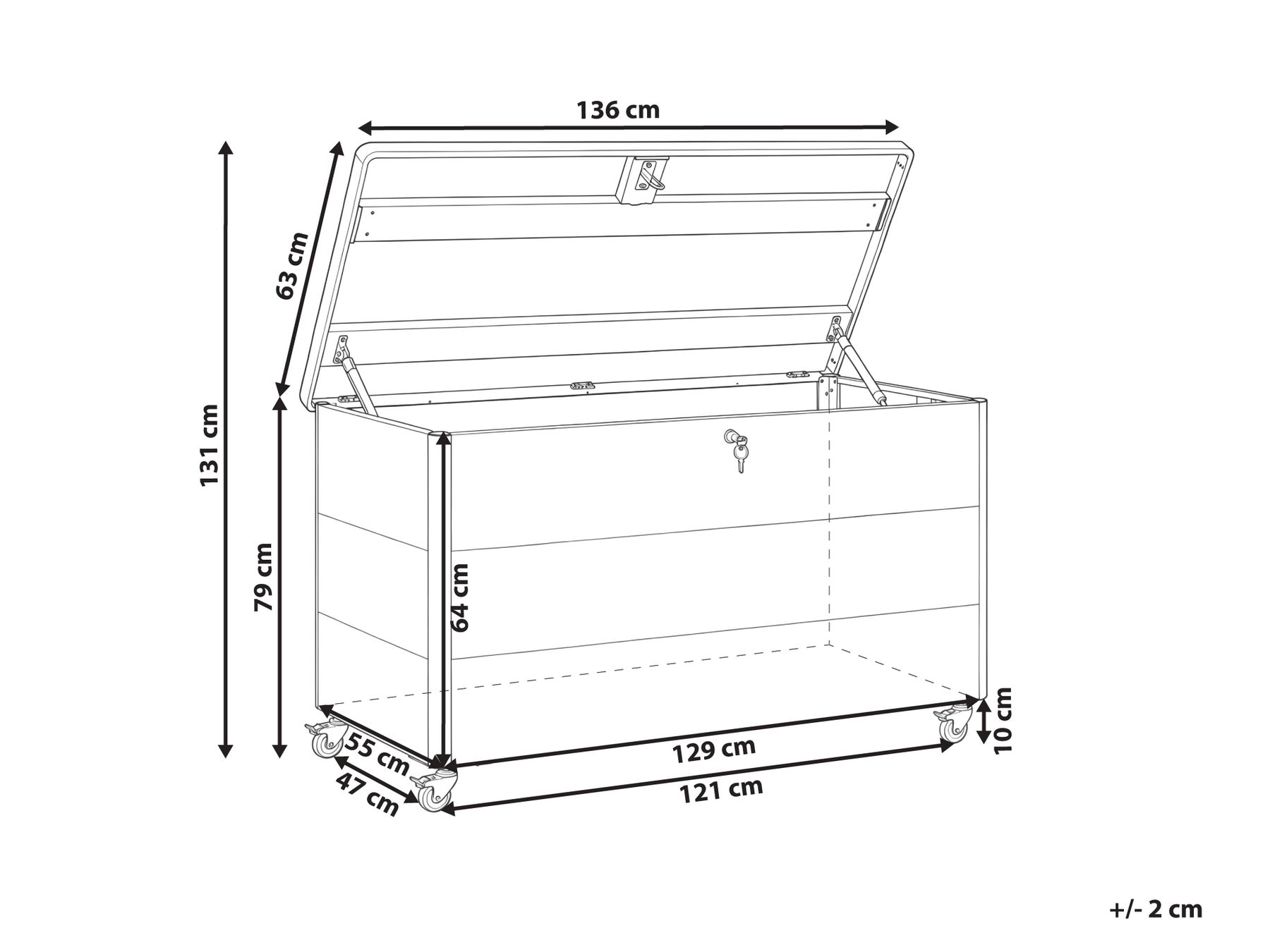 Cesta KYMI 136 cm 55 cm Metallo con ruote Grigio scuro_1173676
