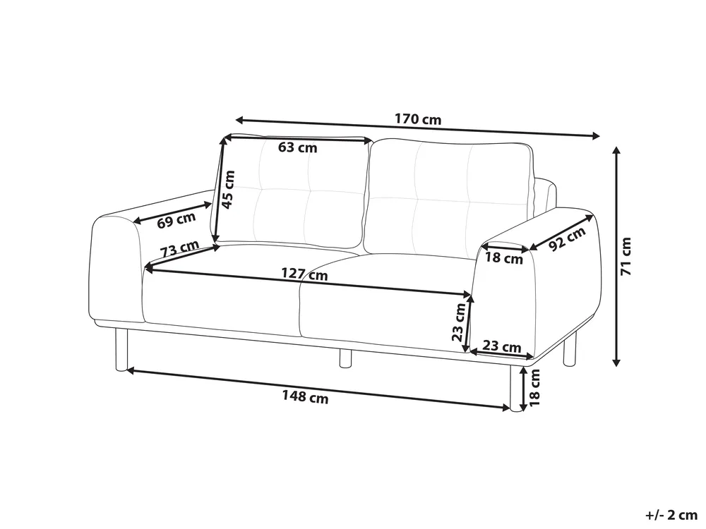 Sofa 2 Seater LAURILA Fabric Golden Brown_951761